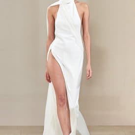Monot High Slit Halter White Gown — image 1