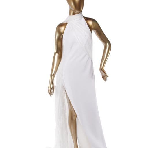 Monot High Slit Halter White Gown