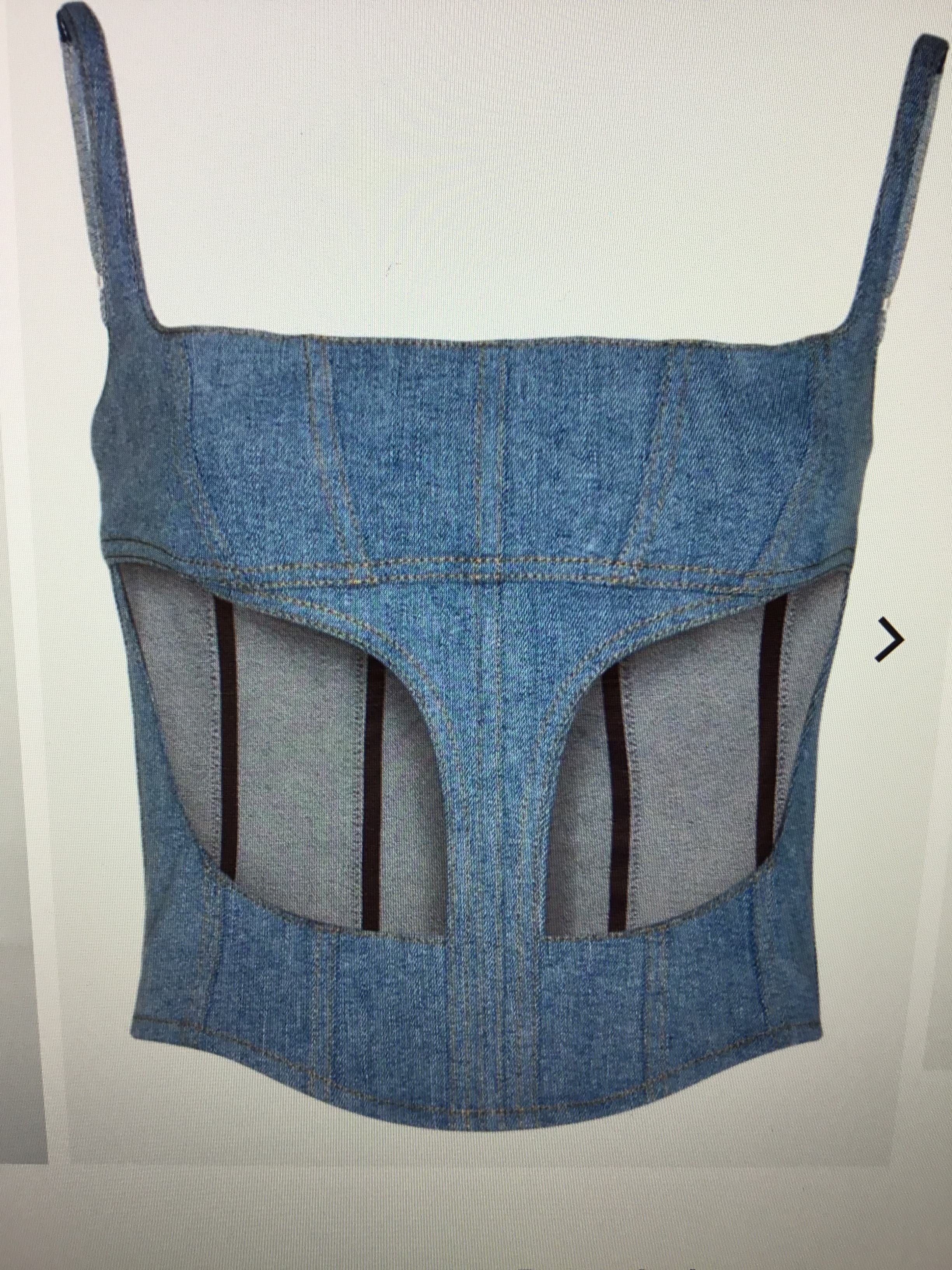 Mugler Blue Illusion Denim Corset Top