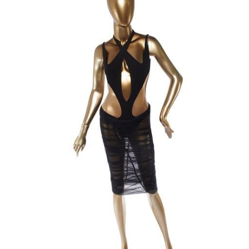 Mugler Sheer Panel Cut-out Midi Dress