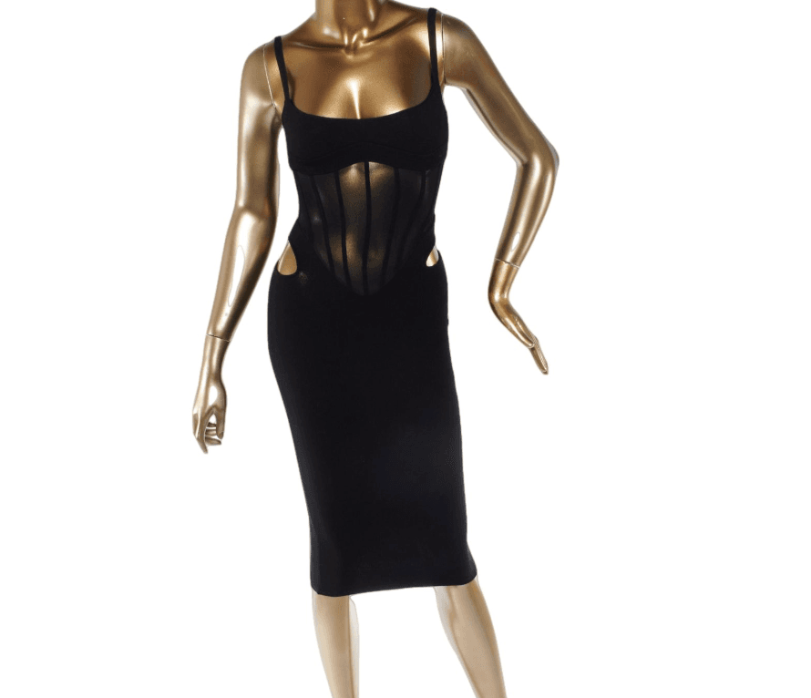 Mugler Corset Cut Out Midi Dress