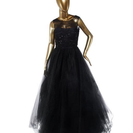 Oscar De La Renta Black Embellished Gown
