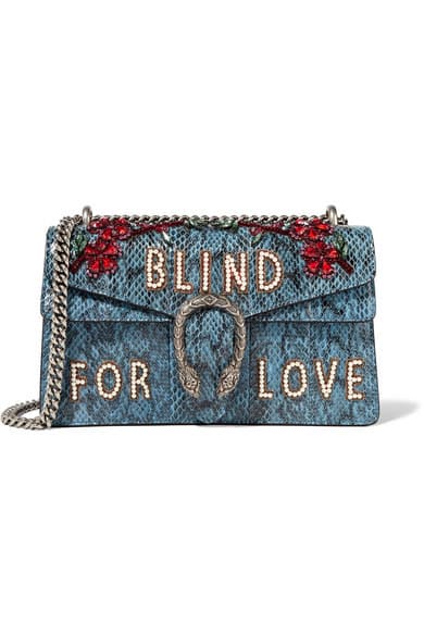 Gucci Snakeskin 'blind For Love' Dioysus Blue Bag