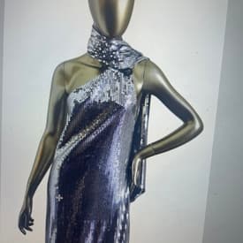 Attico Sequin Halterneck Silver Dress — image 1