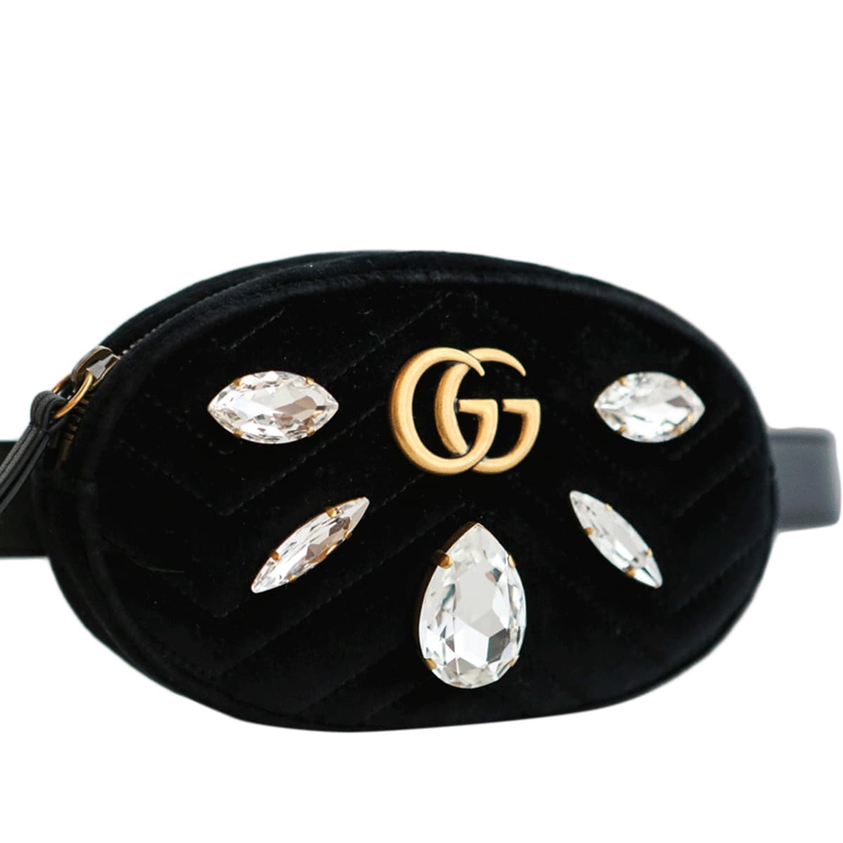Gucci Black Velvet Fanny Pack With Rhinestones