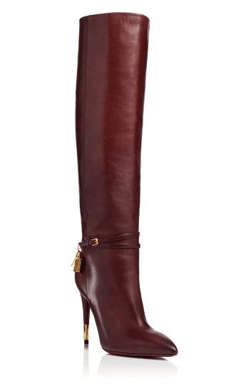 Tom Ford Maroon Leather Padlock Boots Size 6