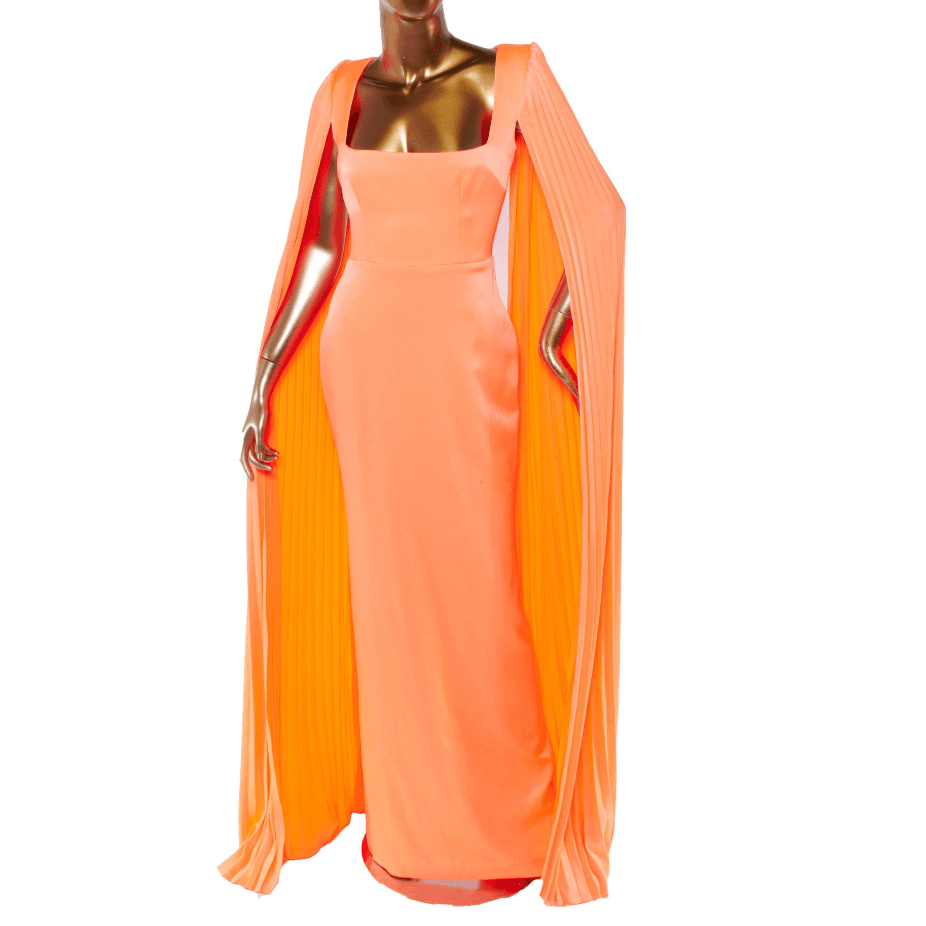 Alex Perry Cape-effect Pleated Gown