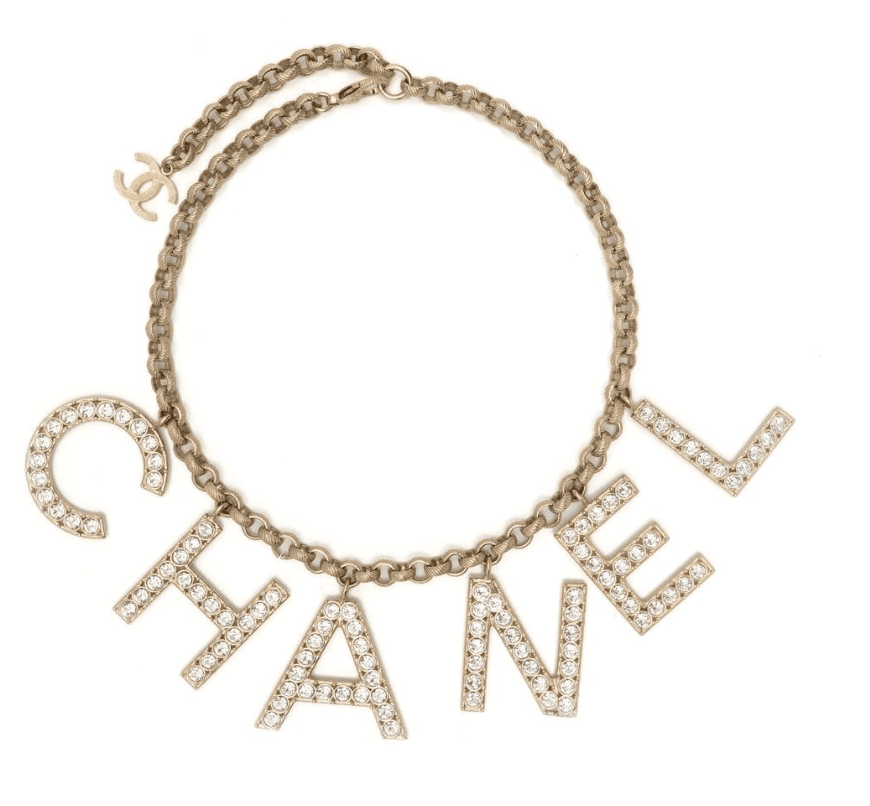 Chanel Rhinestone-embellished Logo-lettering Necklace