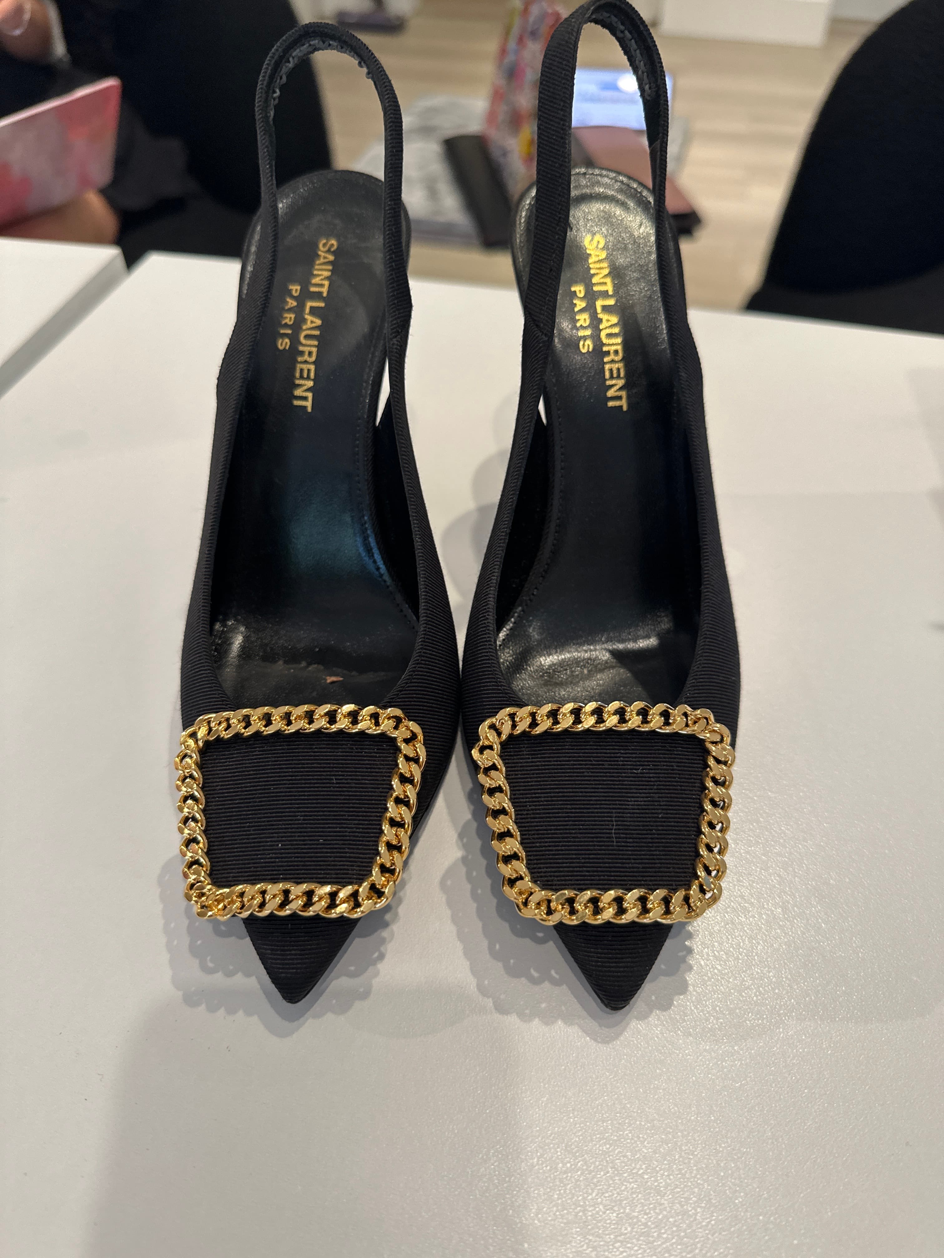 Saint Laurent Black Slingback Heels