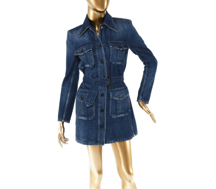 Saint Laurent Denim Long Sleeve Dress