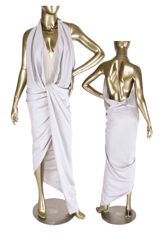 Attico Grey Silk Halter Dress