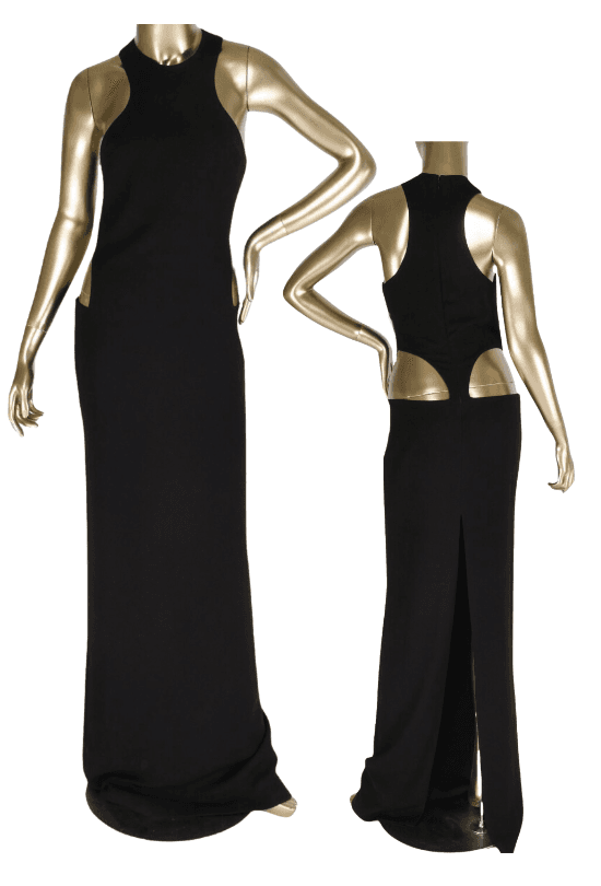 Black Monot Waist Cut Out Black Gown