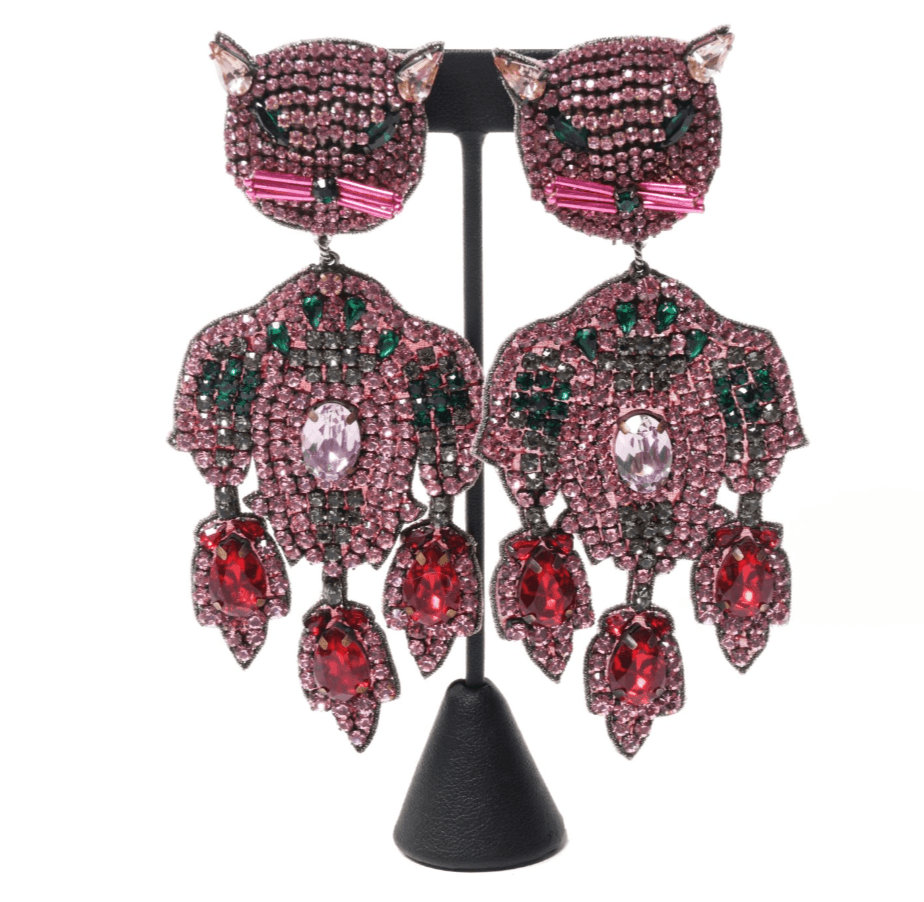 Gucci Rhinestone Cat Earrings