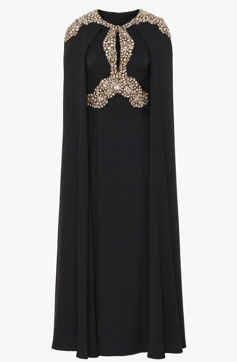 Alexander Mcqueen Cape Dress With Rhinestone Embellishment