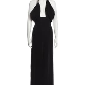 Saint Laurent Black Halter Gown With Crystal Strap — image 1