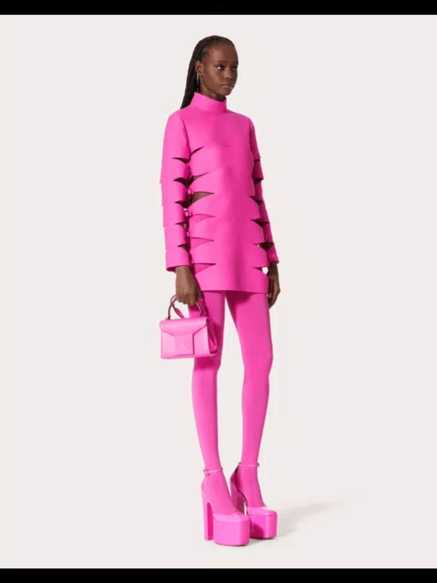 Valentino Cutout Bow-embellished Wool And Silk-bend Mini Dress