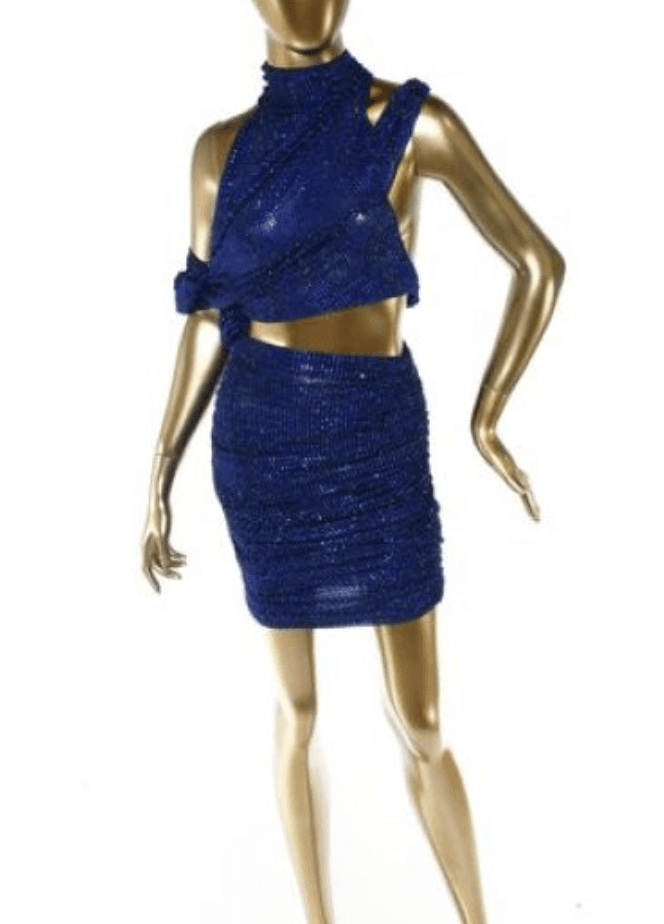 Laquan Smith Sculpted Mock Neck Dress Royal Blue