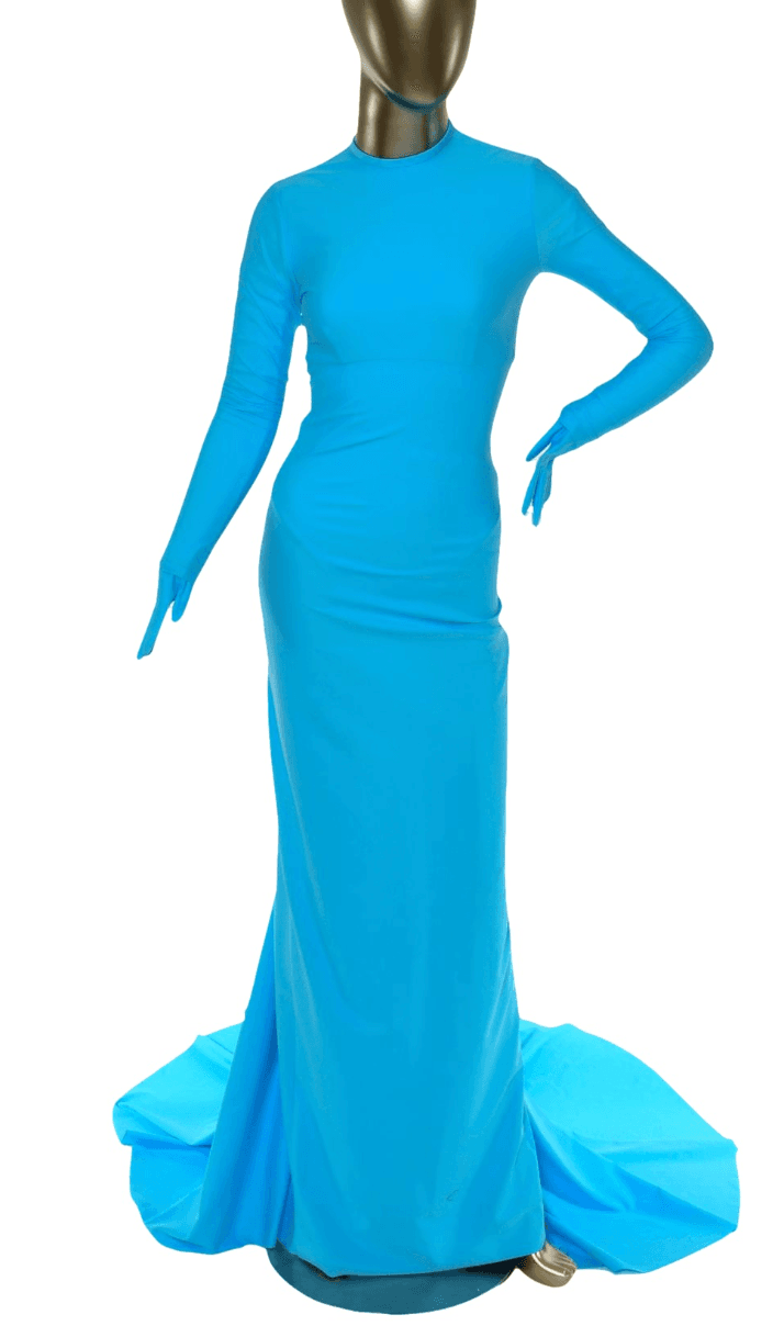 Balenciaga Blue Gown With Gloves