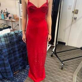 Area Red Corset Crystal Embellished Gown — image 1