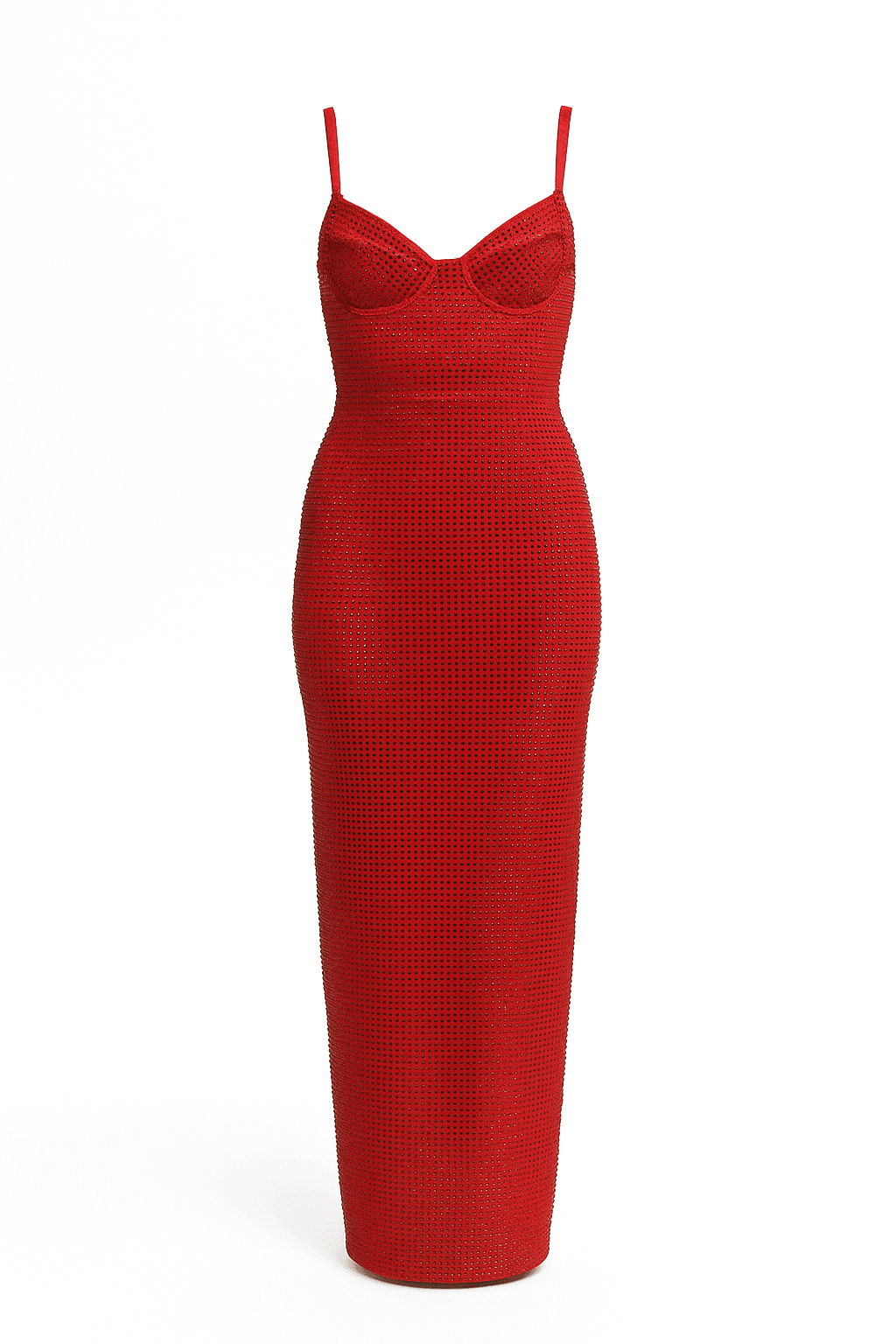 Area Red Corset Crystal Embellished Gown