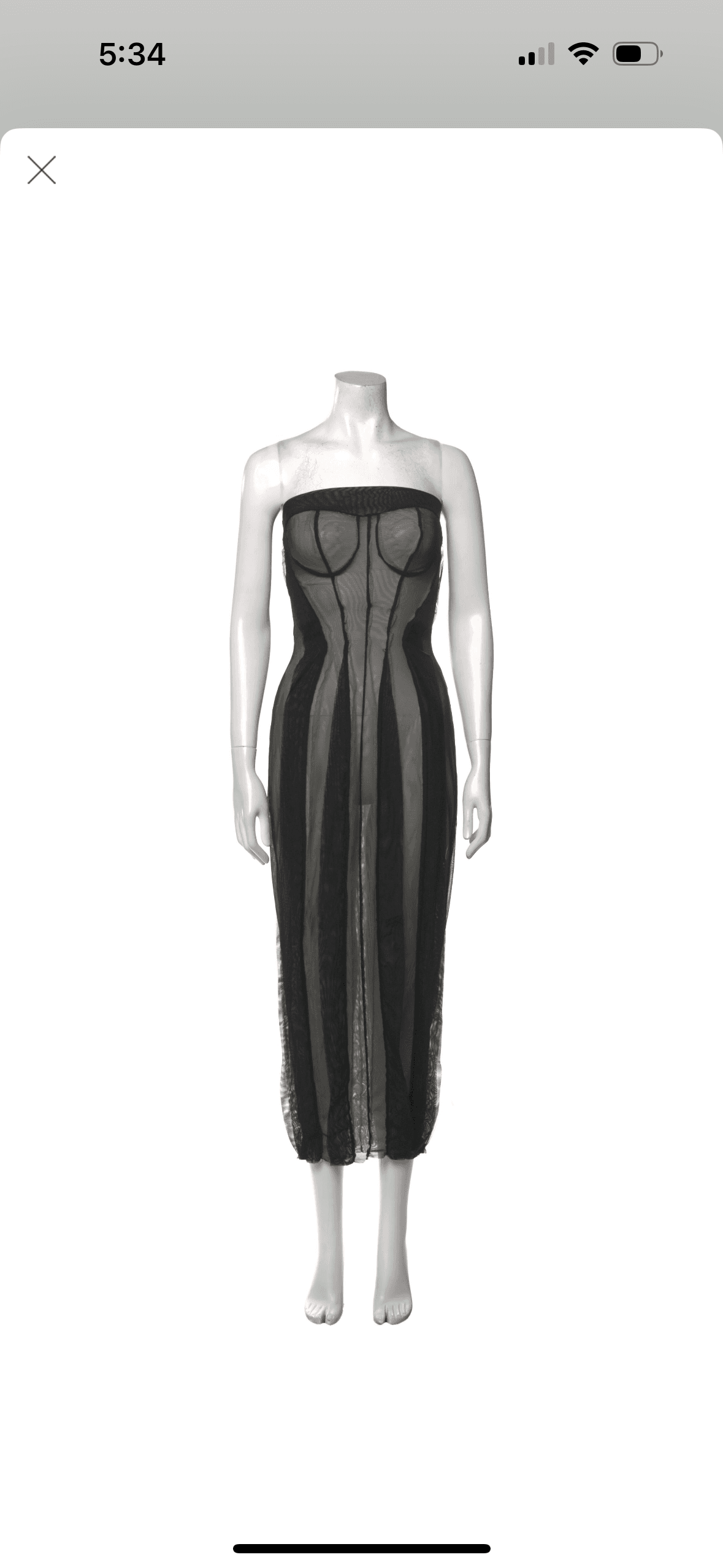 Kathryn Bowen Black Sheer Tube Strapless Midi Dress