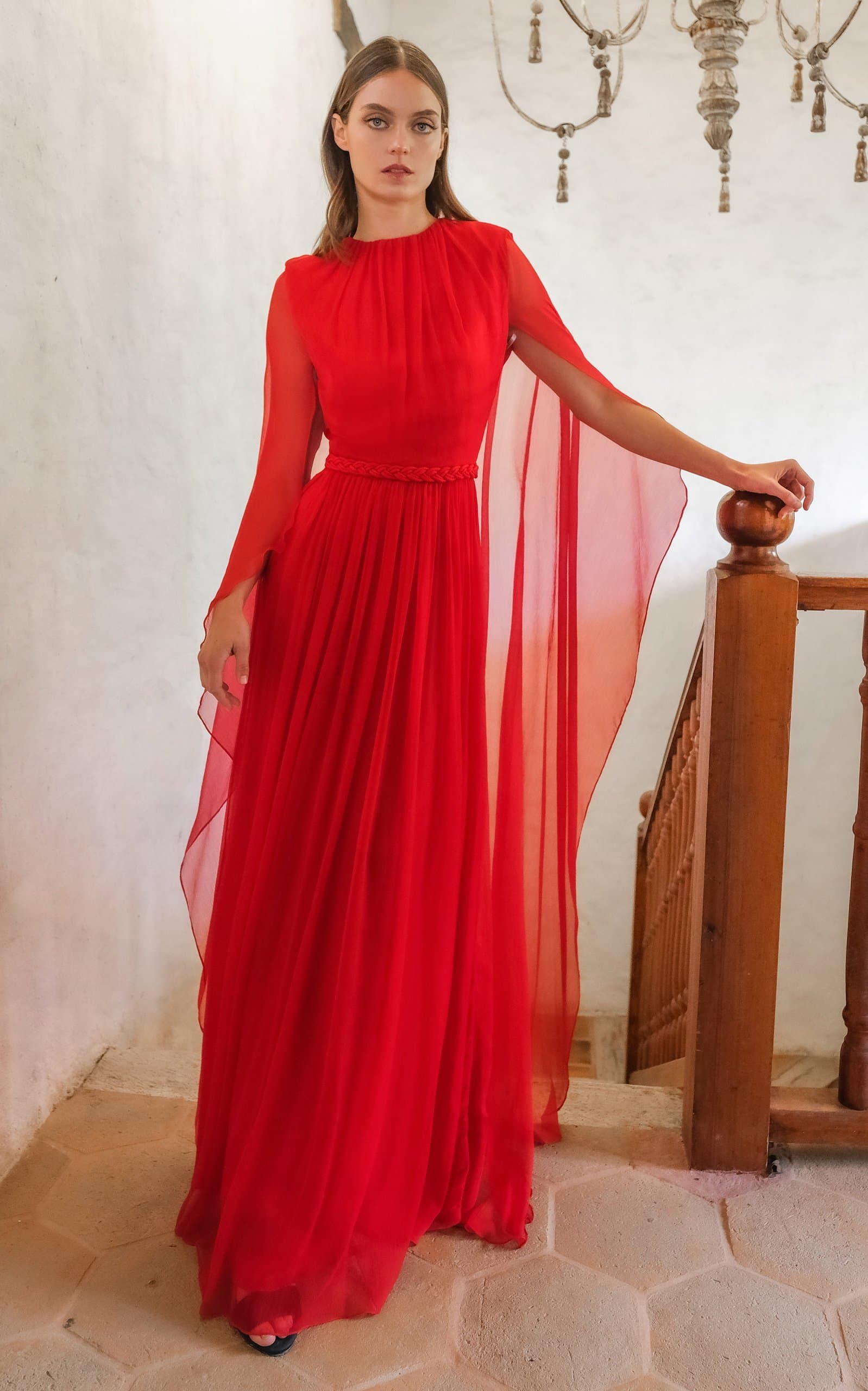 Andres Otalora Sleeveless Caped Gown
