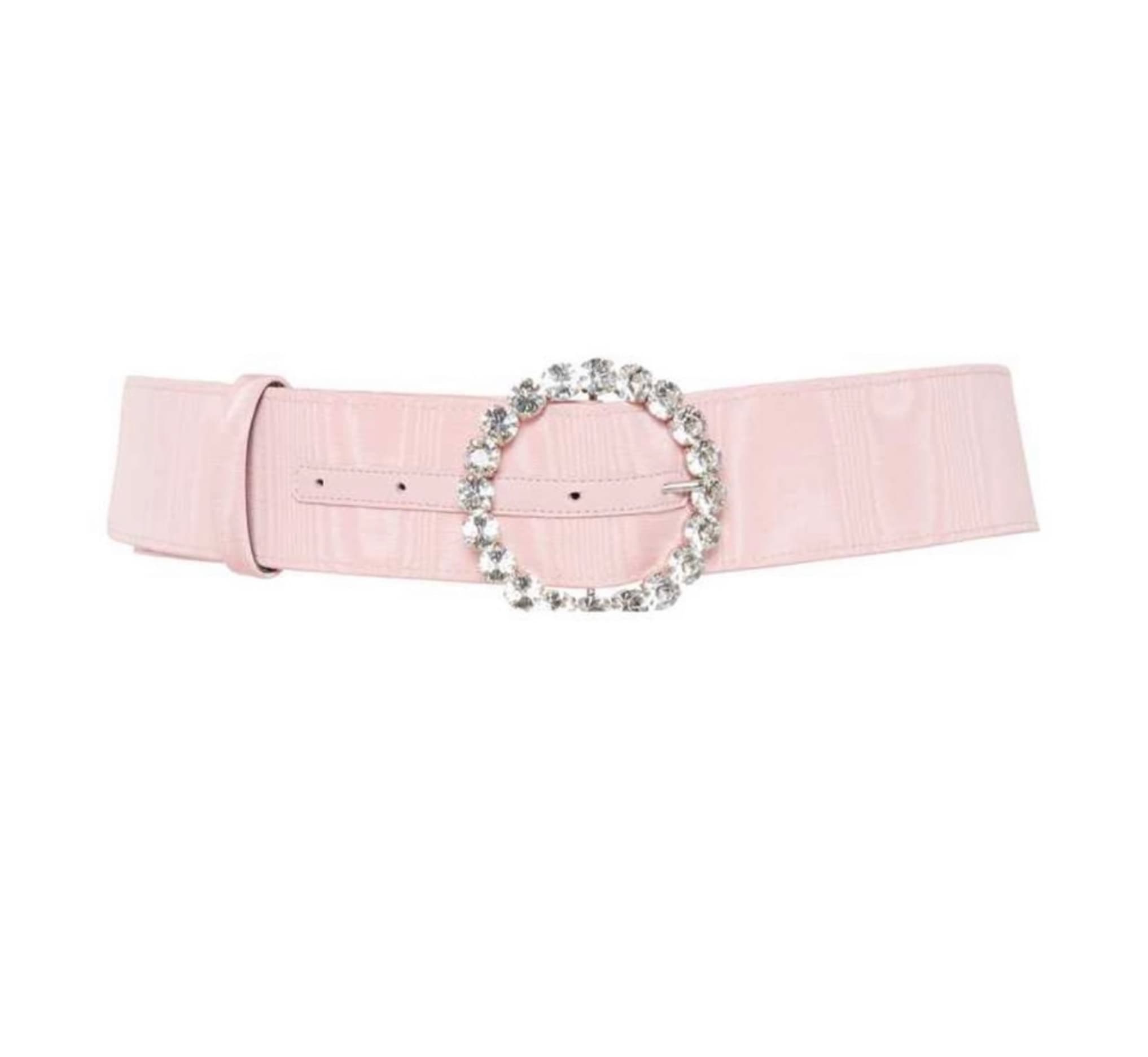 Attico Pink Satin Crystal Buckle Belt