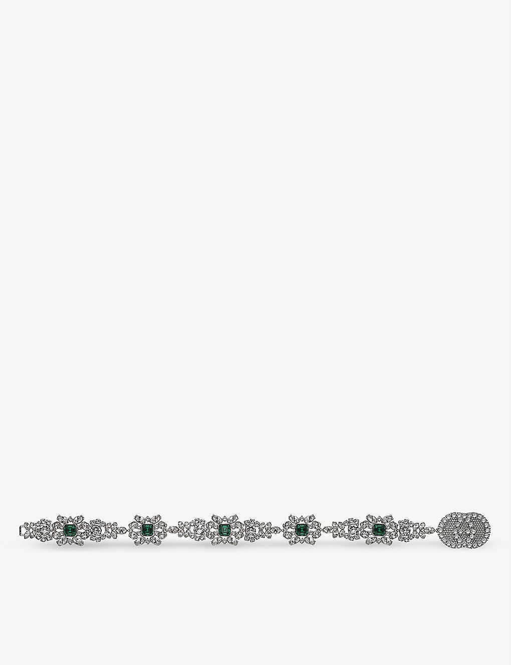 Gucci Interlocking Sterling Silver And Crystal Necklace