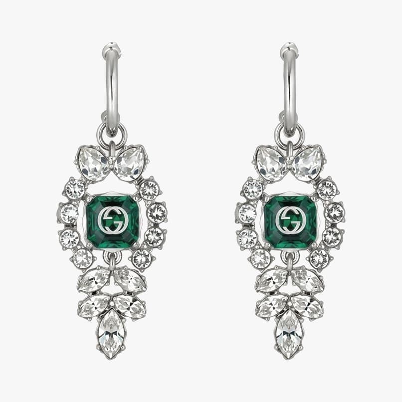 Gucci Interlocking G Crystal Earrings