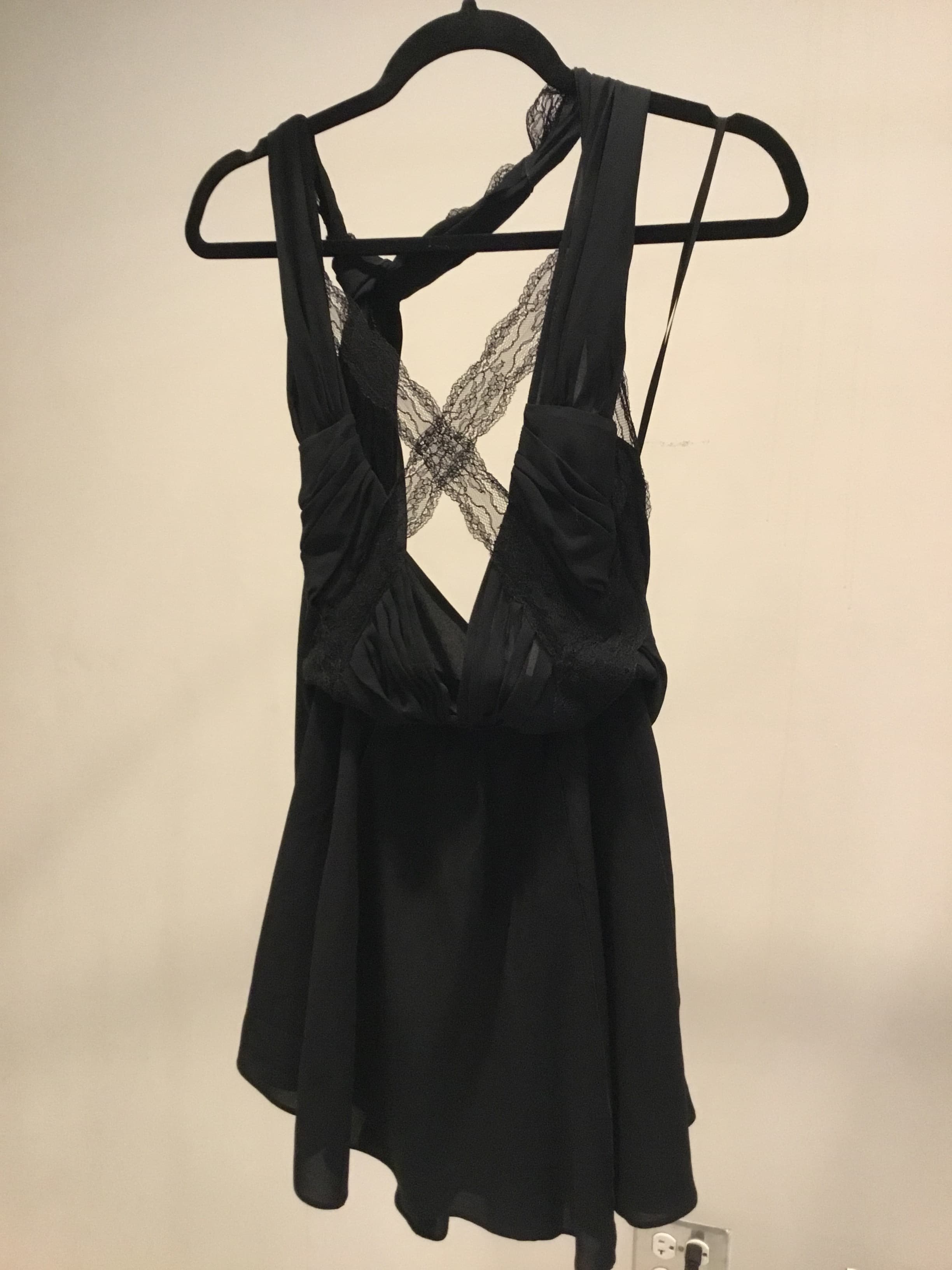 Nina Ricci Black Halter Lace Mini Dress