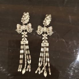 Alessandra Rich Crystal Drop Clip On Earrings — image 1
