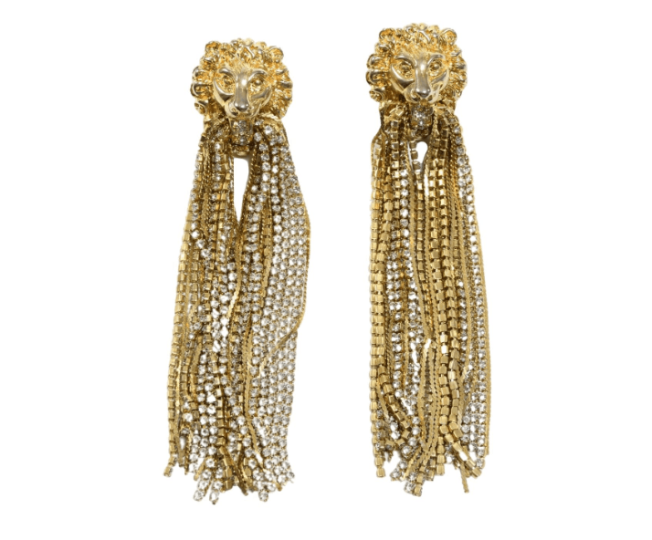 Gucci Crystal Lion Clip-on Earrings