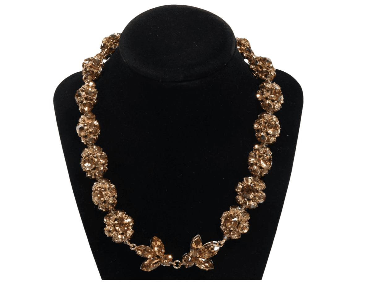 Balenciaga Edition Crystal Golden Flowers Collar Necklace