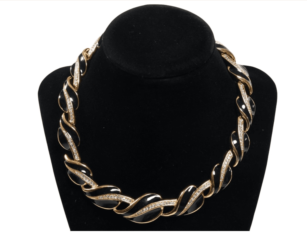 Christian Dior Vintage 1970's Enamel Leaf Link Necklace