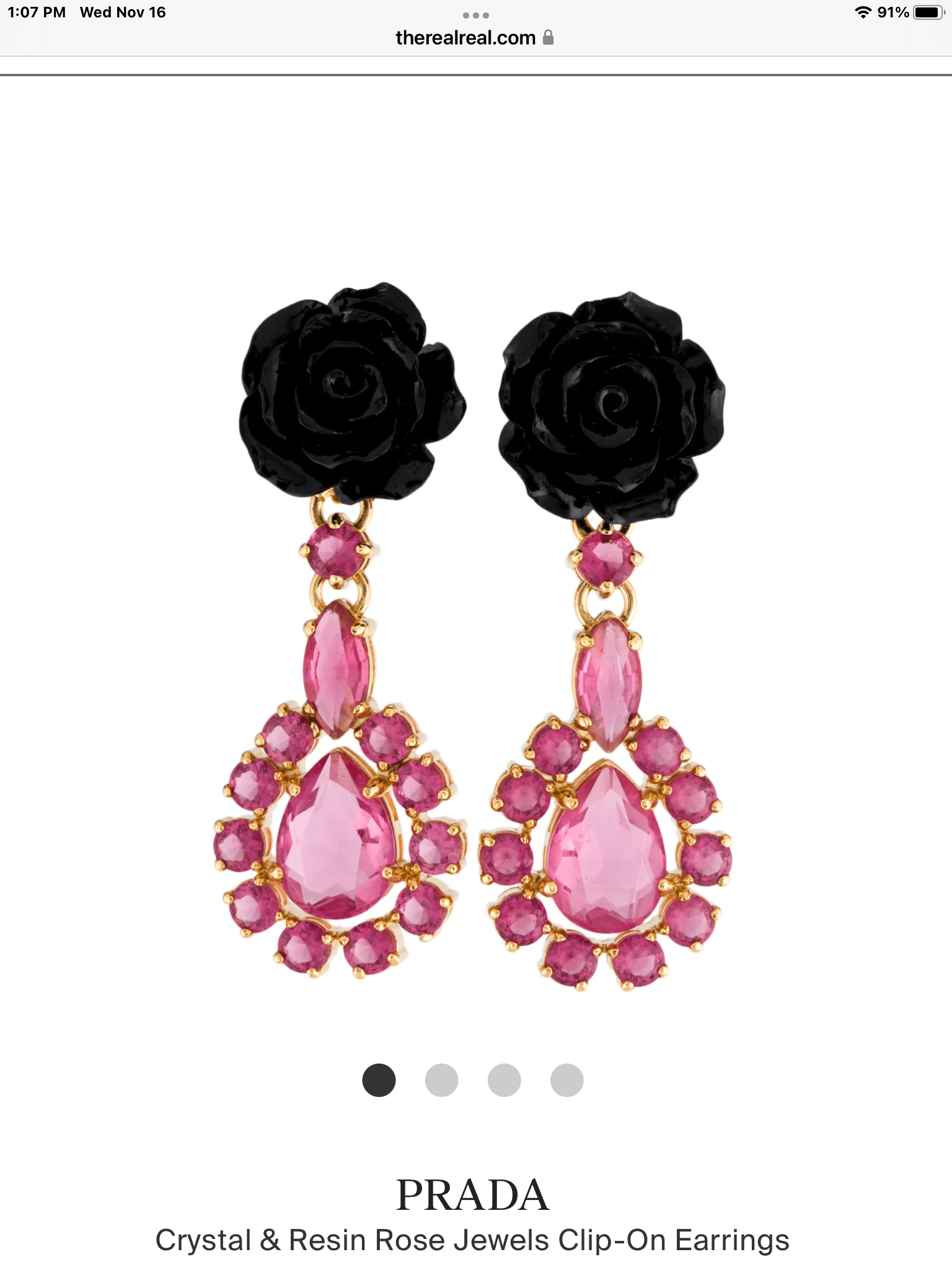Prada Crystal And Resin Rose Clip On Earrings
