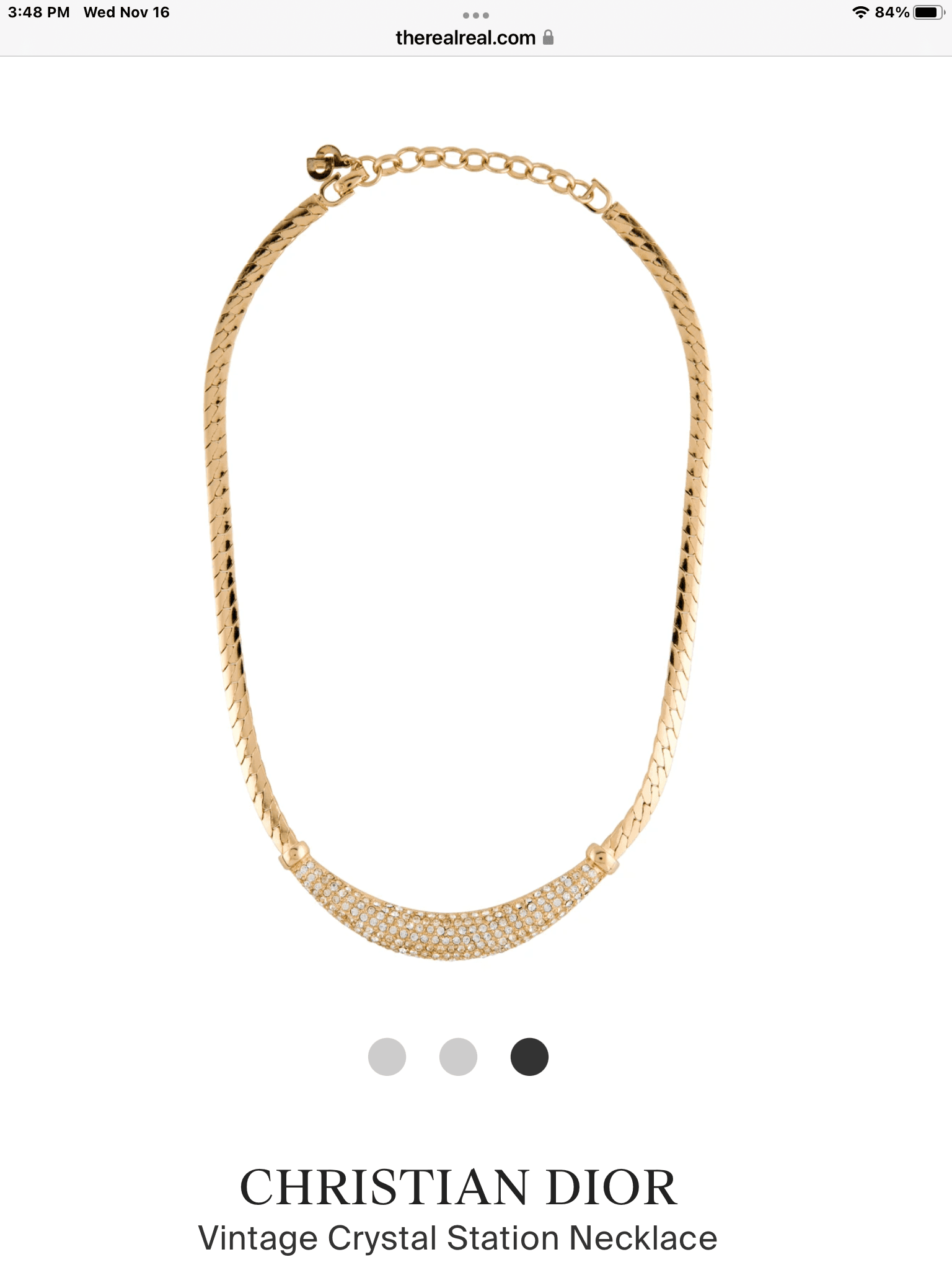 Christian Dior Gold Chain With Rhinestone Necklace