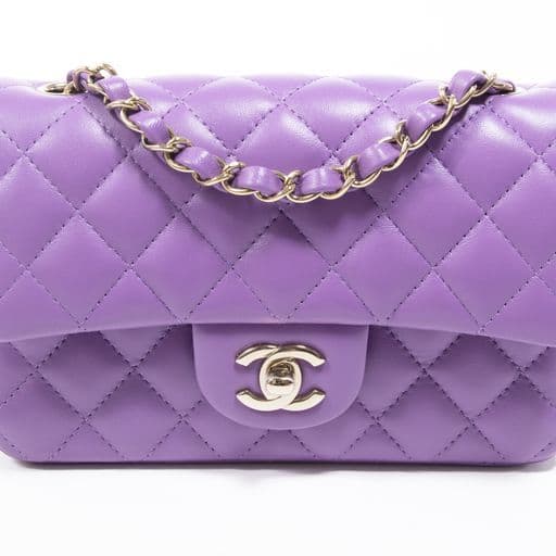 Chanel Purple Lambskin Rectangular Flap Bag