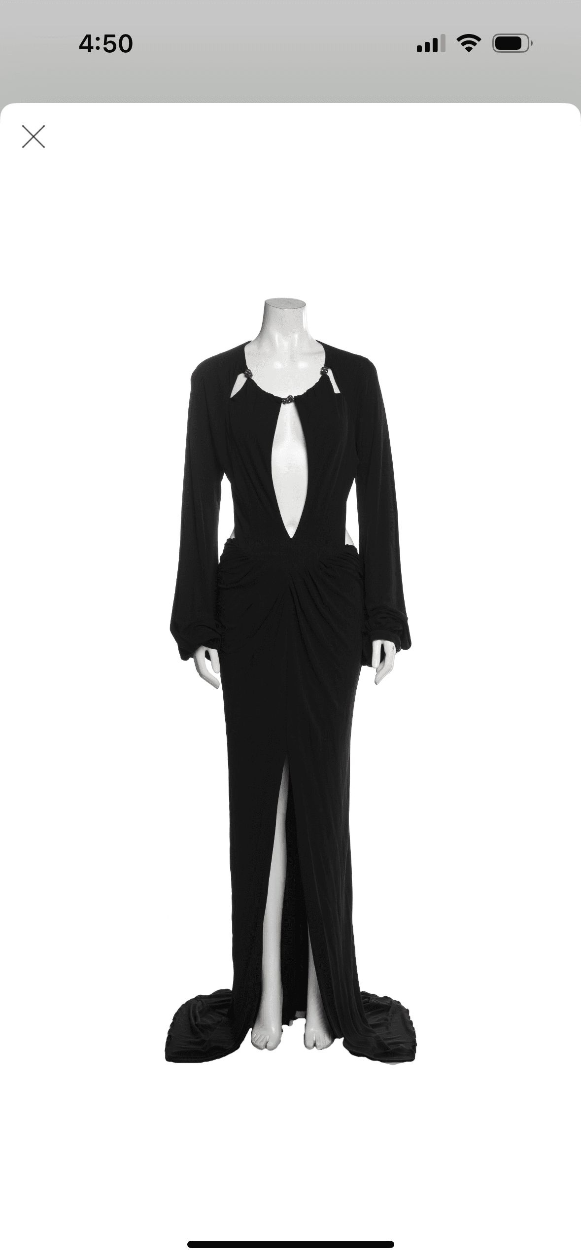 Dundas Black Key Hole Long Sleeve Gown With Slit
