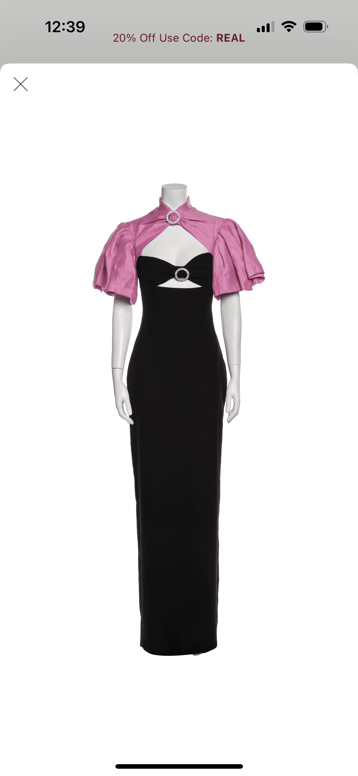 Rasario Black Pink Mock Neck Gown