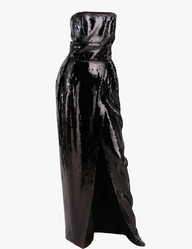 Alexandre Vauthier Black Strapless Sequin Gown