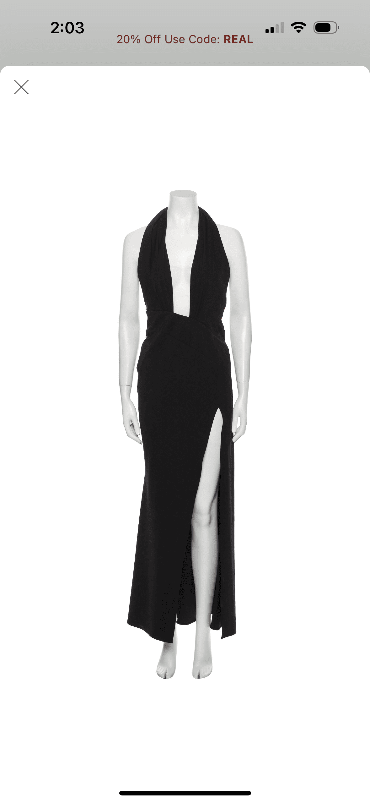 Katie May Black Gown With Plunge And Slit