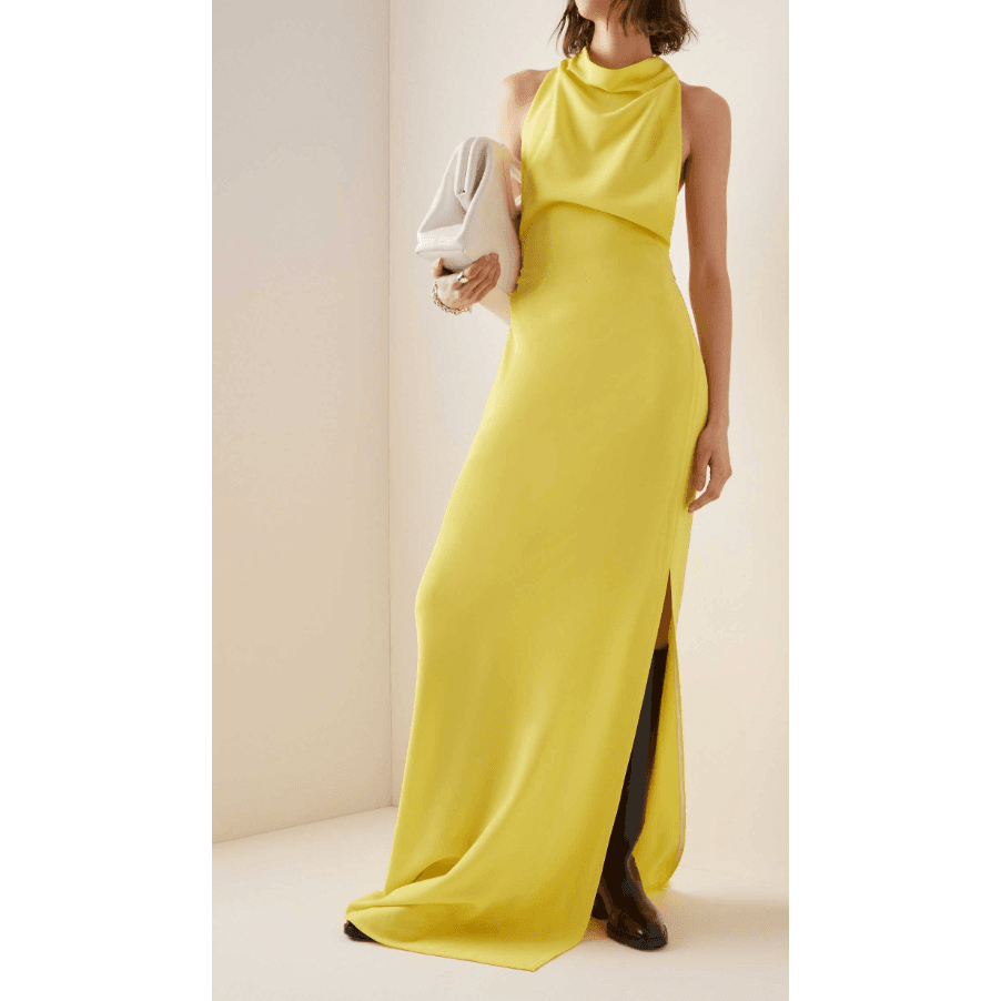 Proenza Schouler Sleeveless Matte Crepe Yellow Maxi Dress
