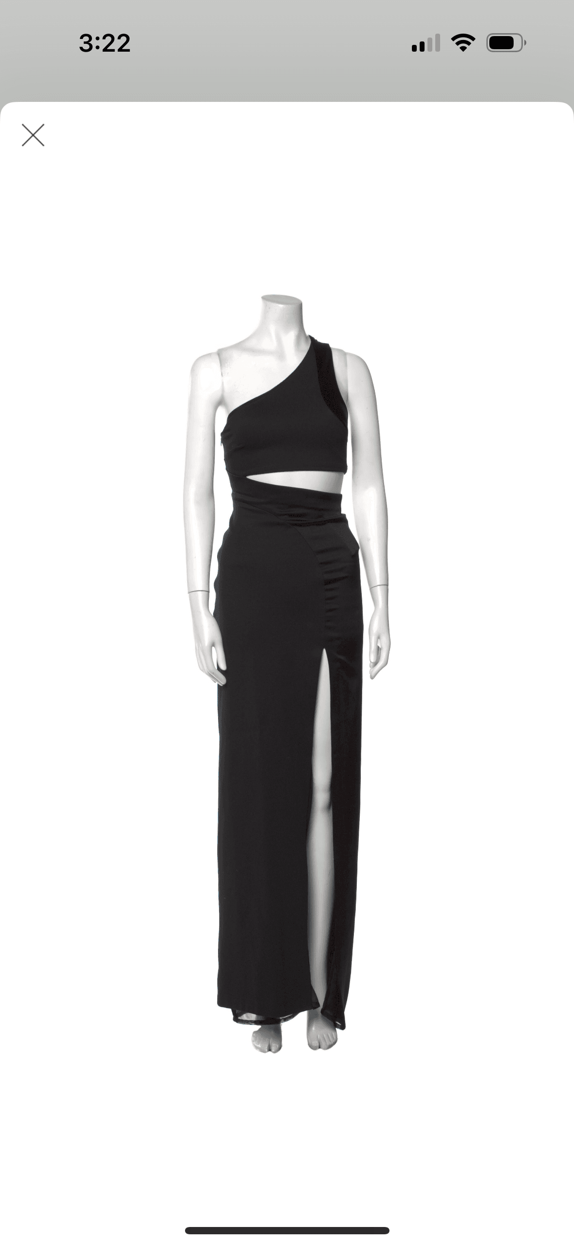 Galvan London One Shoulder Cut Out Slit Black Dress