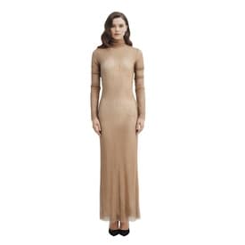 Laquan Smith Gold Crystal Long Sleeve Turtleneck Gown Large — image 3