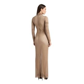 Laquan Smith Gold Crystal Long Sleeve Turtleneck Gown Large — image 5