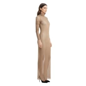 Laquan Smith Gold Crystal Long Sleeve Turtleneck Gown Large — image 7