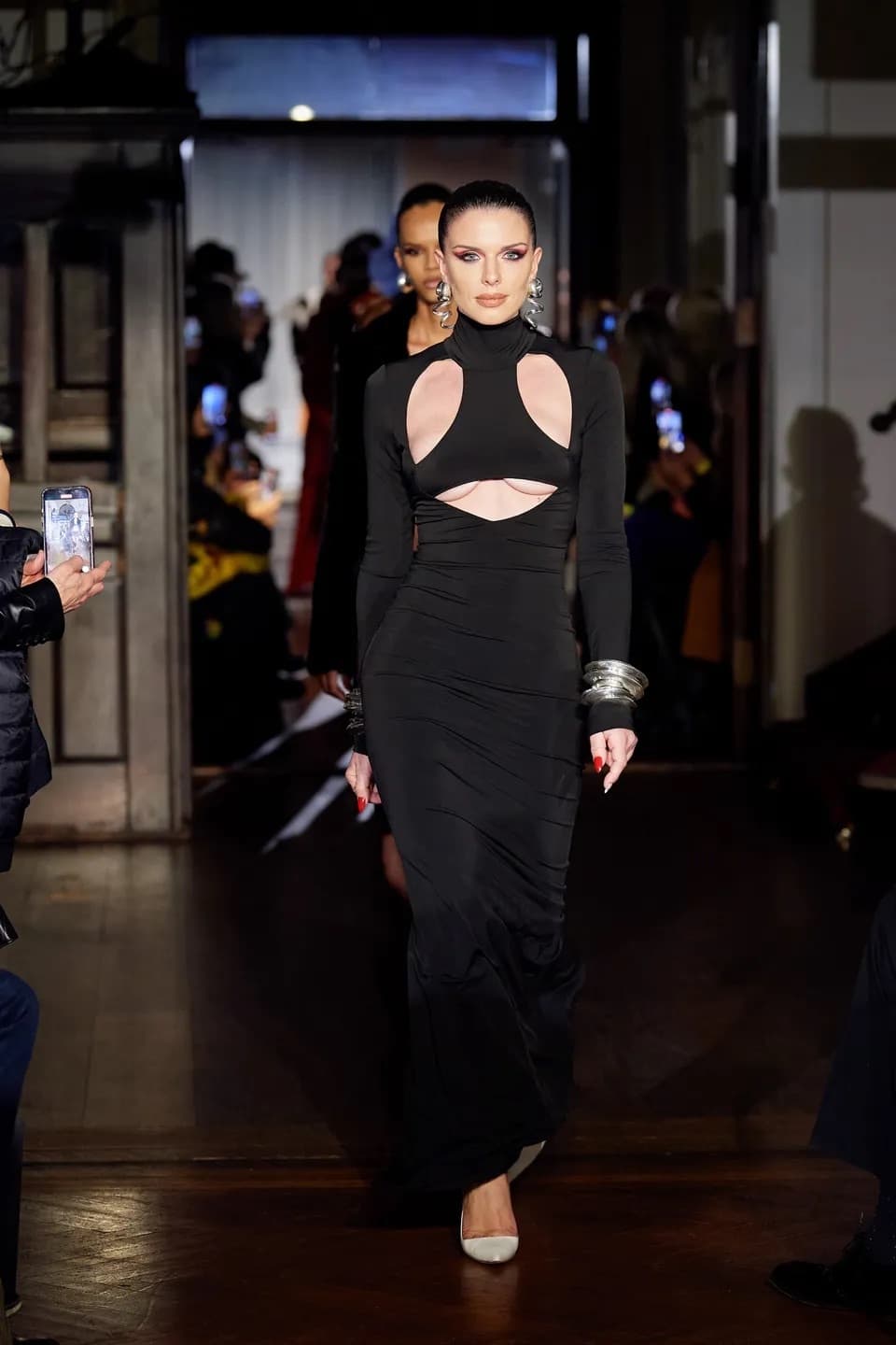Laquan Smith Turtleneck Gown With Cut Out Detail