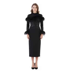 Rasario Feather Detailed Asymmetric Dress — image 3