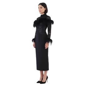 Rasario Feather Detailed Asymmetric Dress — image 6