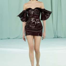 Del Core Round Shoulder Pleather Mini Dress — image 1